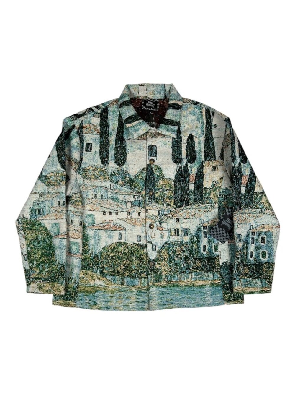 Rebel Vengeance Scenic Tapestry Button-Up Streetwear Art Print Jacket New Size M